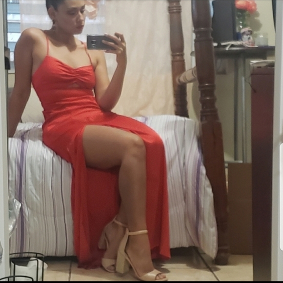 Lulus-RED SATIN ELEGANT MAXI DRESS - Picture 4 of 6